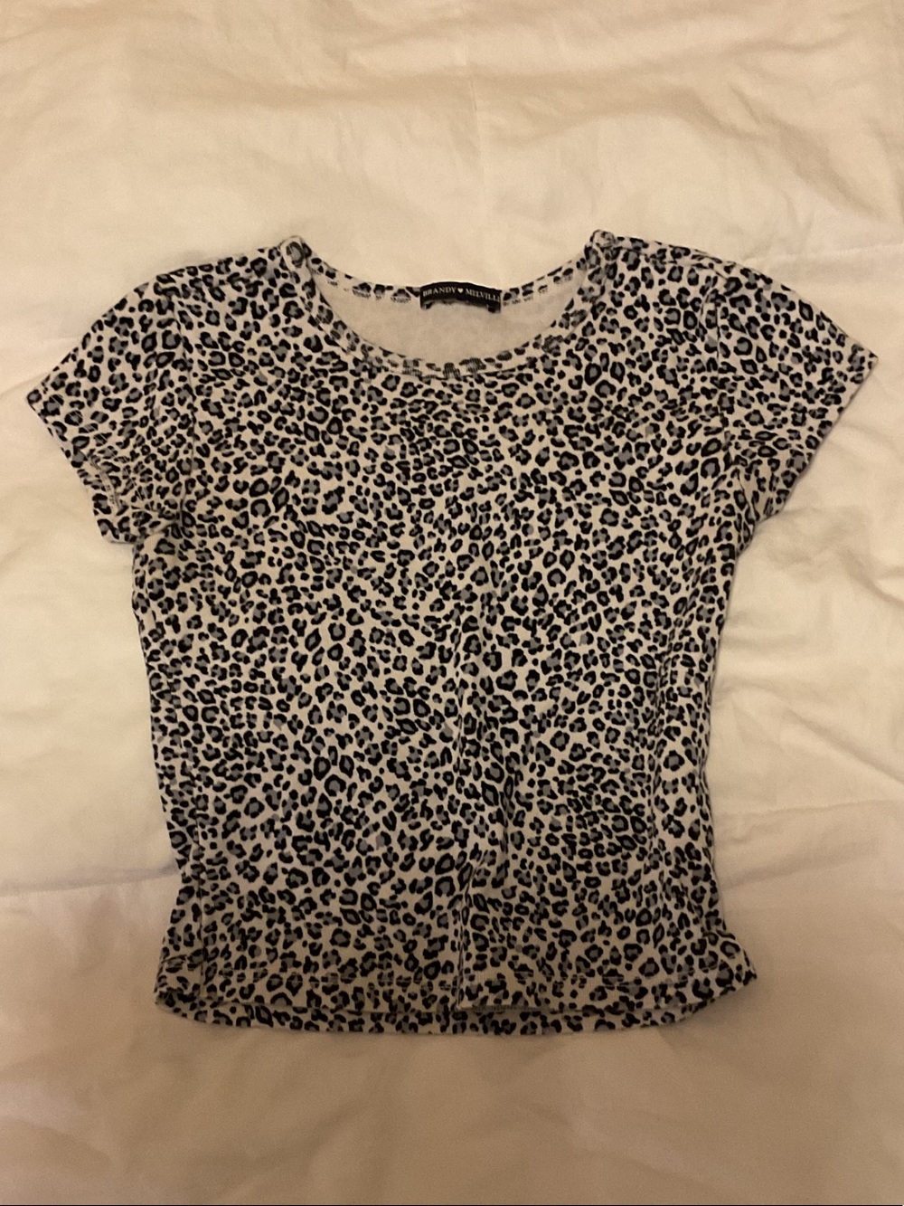 Brandy Melville Black and White Leopard Short Sleeve Tee